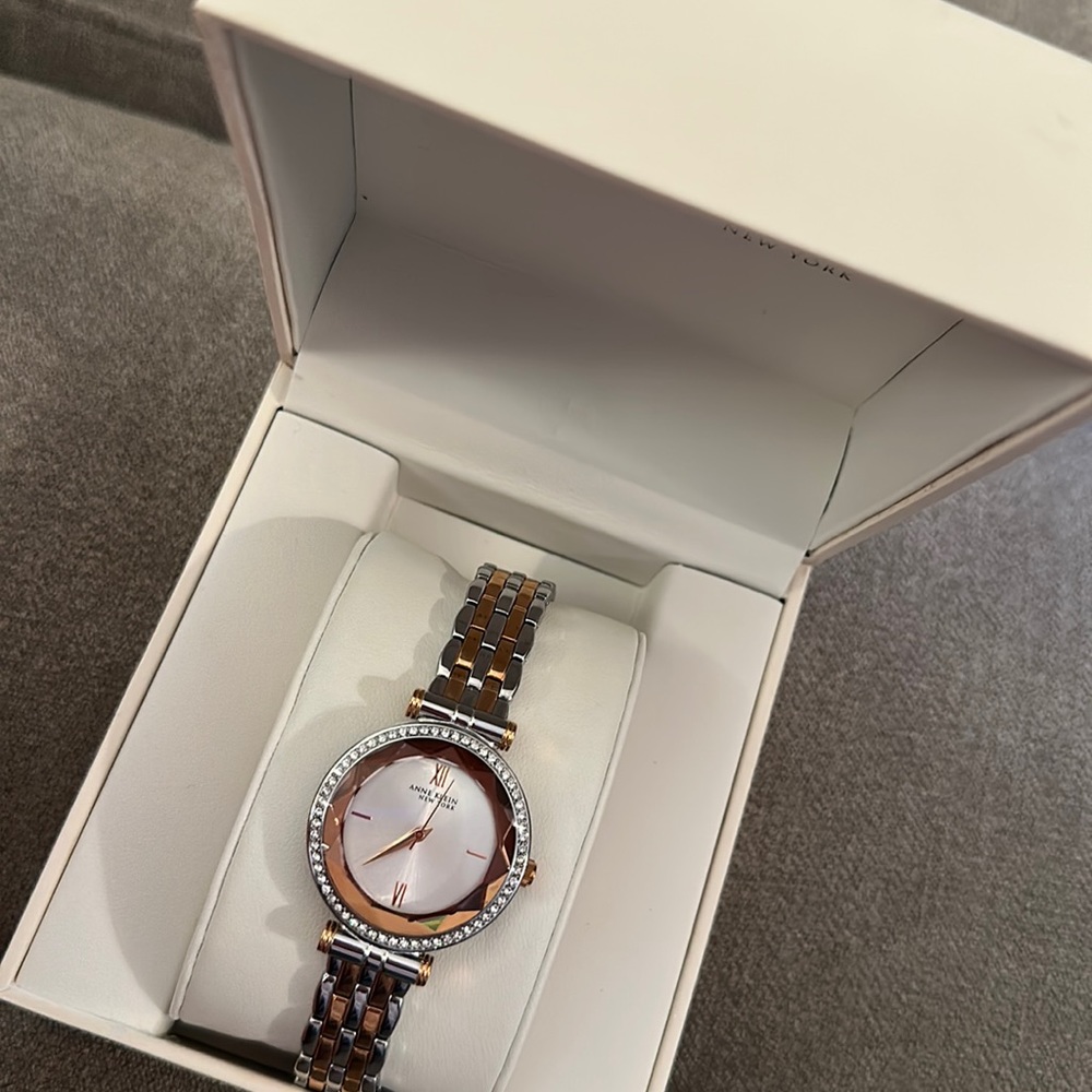 NWT! ANNE KLIEN ROSE GOLD & SILVER WATCH